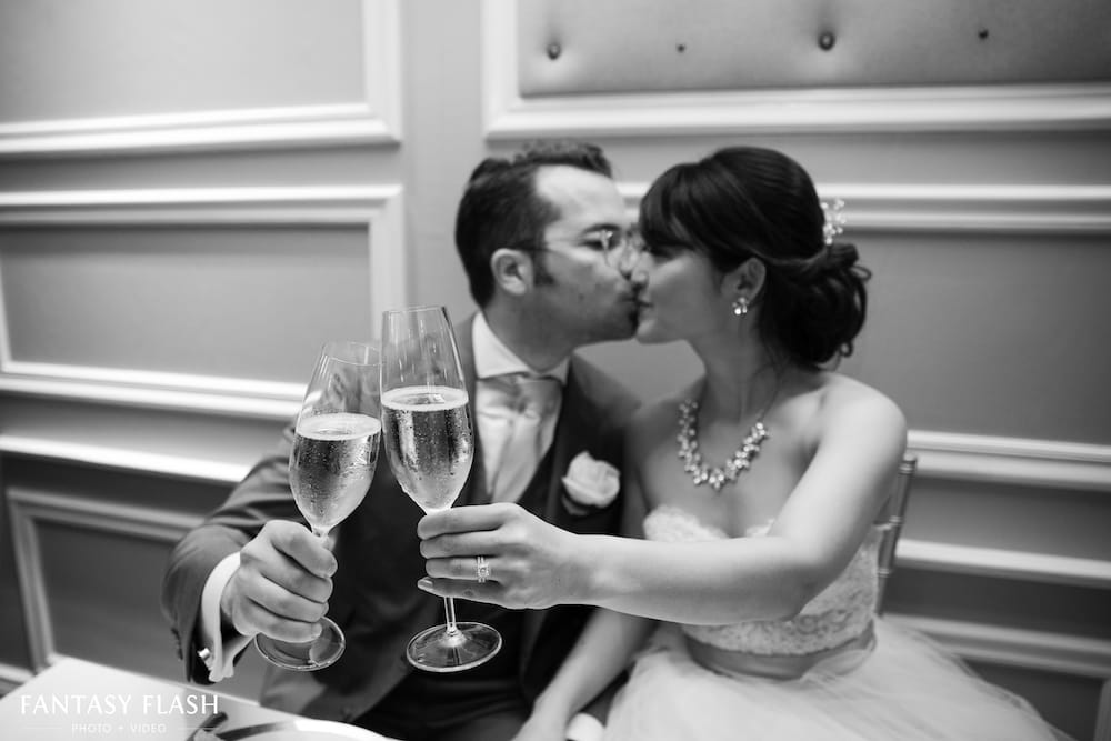 bride and groom kissing at The Briarcliff Manor