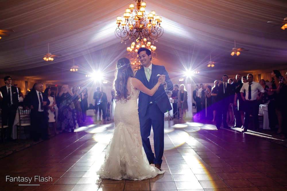 a first dance in the outdoor ballroom at West Hills Country Club